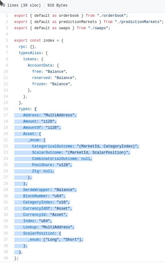 selecting type definitions